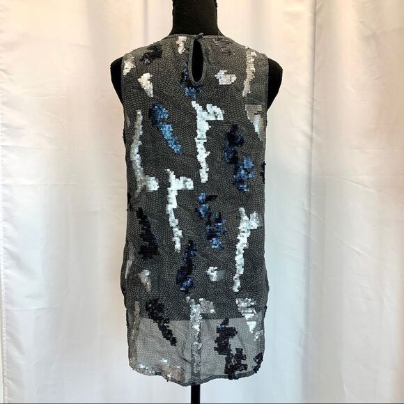 DEX silver gray black sequin Camisole tank top Blouse Sz S sparkly Vegas - Picture 4 of 11